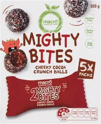 Woolworths Macro Mighty Bites 100g Pk 5 – From the Health Food Aisle offer