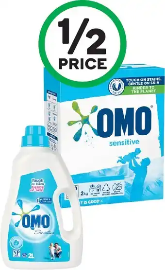 Woolworths Omo Active & Sensitive Laundry Liquid 2 Litre or Powder 2 kg offer