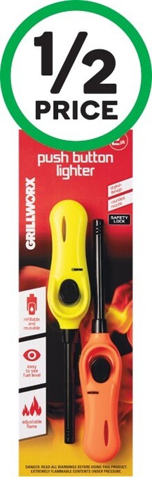 Woolworths Grillworx Push Button Lighter Pk 2 offer