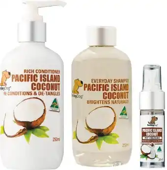 Smiley Dog Pacific Island Coconut Grooming Pack – Pet Shampoo, Pet Conditioner, and Pet Cologne 3 Pack