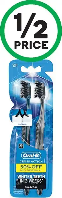 Woolworths Oral-B CrossAction Toothbrush Pk 2 offer