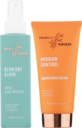 Woolworths Thanks To Nature Mission Control Smoothing Cream or Blow Dry Elixir with Heat Protect 150ml offer