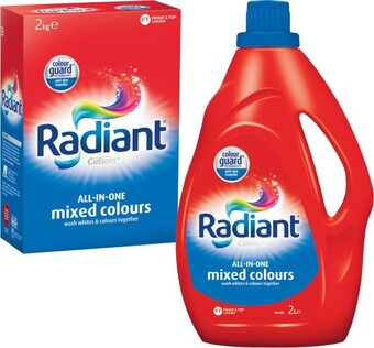 Coles Radiant Laundry Liquid 2 Litre or Powder 2kg offer