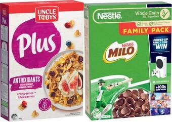 Coles Uncle Tobys Plus 705g-820g or Nestlé Milo Cereal 700g offer