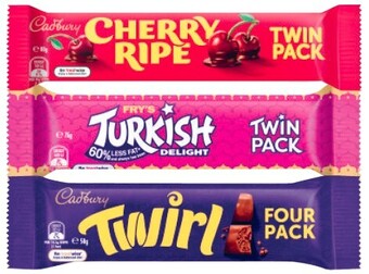 Coles Cadbury Twin or Four Pack Bars 58g-80g offer