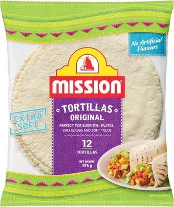 Coles Mission Tortillas Original 12 Pack 576g offer