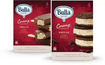 Coles Bulla Creamy Classics 560mL or Sticks 4 Pack 360mL offer