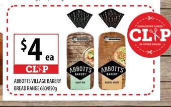 Supabarn Abbotts Village Bakery Bread Range 680/850g offer