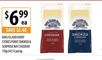 Supabarn King Island Dairy Stokes Point Smoked & Surprise Bay Cheddar 170g offer
