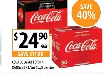 Supabarn Coca Cola Soft Drink Range 30x375ml offer
