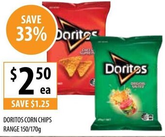 Supabarn Doritos Corn Chips Range 150/170g offer