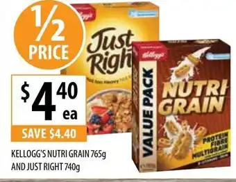 Supabarn Kellogg's Nutri Grain 765g And Just Right 740g offer