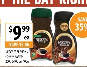 Supabarn Nescafe Blend 43 Coffee Range 250g offer