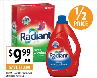 Supabarn Radian Laundry Power 2kg And Liquid 2 Litre Range offer