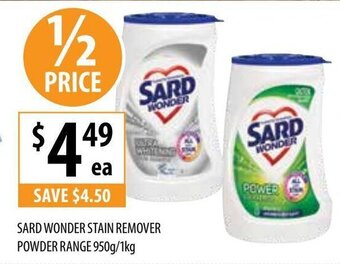 Supabarn Sard Wonder Stain Remover Powder Range 950g/1kg offer