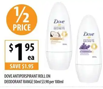 Supabarn Dove Antiperspirant Roll on Deodorant Range 50ml offer