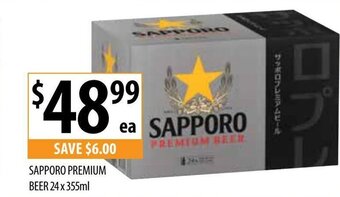 Supabarn Sapporo Premium Beer 24 x 355ml offer