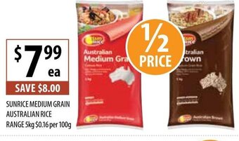 Supabarn Sunrice Medium Grain Australian Rice Range 5kg offer
