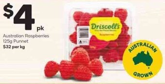 Woolworths Australian Raspberries 125g Punnet offer