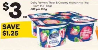 Dairy Farmers Thick & Creamy Yoghurt 4 x 110g From The Fridge