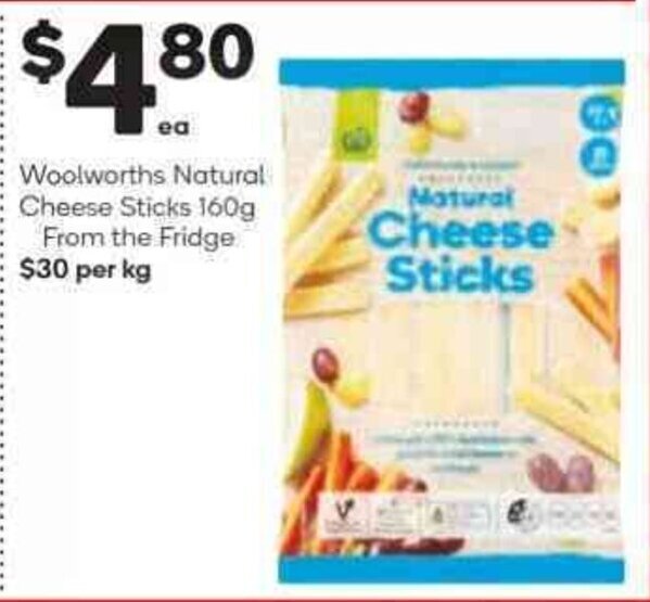 Woolworths Natural Cheese Sticks 160g From The Fridge offer at Woolworths