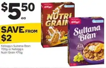 Woolworths Kellogg's Sultana Bran 700g or Kellogg's Nutri Grain 470g offer