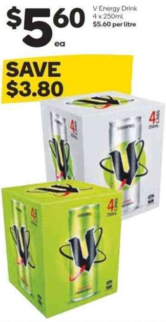 Woolworths V Energy Drink 4 x 250ml offer