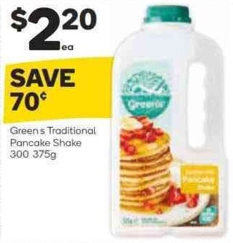 Woolworths Green's Traditional Pancake Shake 300 375g offer
