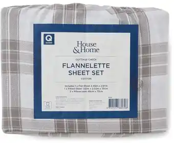 BIG W House & Home Cotton Flannelette Sheet Set - Cottage Check offer