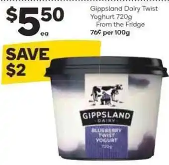 Woolworths Gippsland Dairy Twist Yoghurt 720g From The Fridge offer