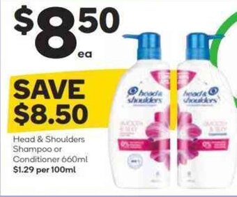 Woolworths Head & Shoulders Shampoo or Conditioner 660ml offer