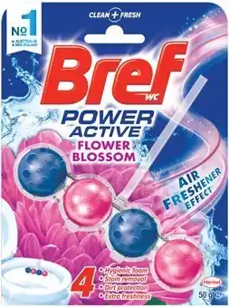 BIG W Bref Power Active Rim Block Toilet Cleaner 50g - Flower Blossom offer