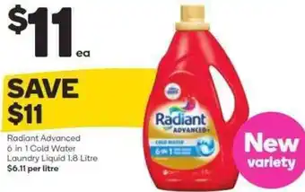 Radiant Advanced 6 in 1 Cold Water Laundry Liquid 1.8 Litre