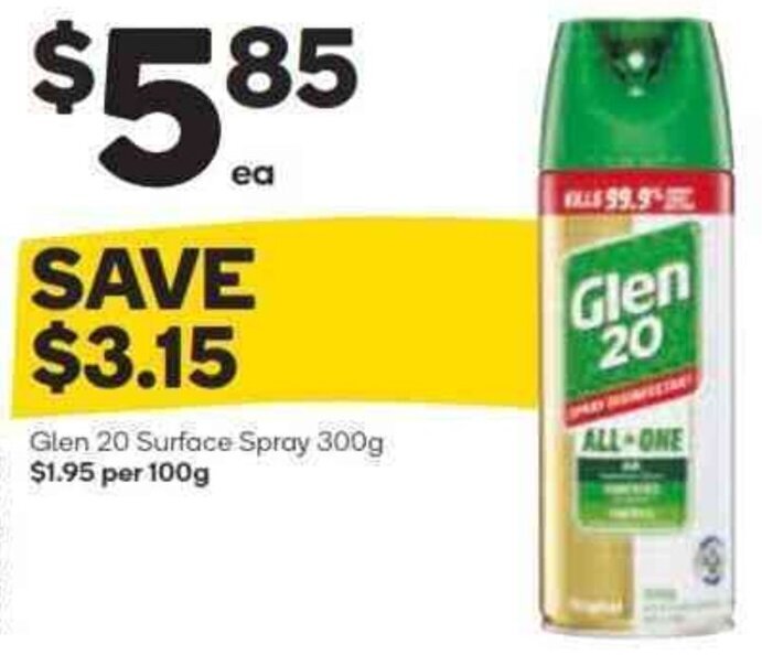 Glen 20 Surface Spray 300g offer at Woolworths