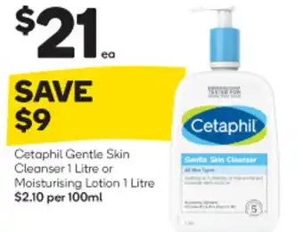 Woolworths Cetaphil Gentle Skin Cleanser 1 Litre or Moisturising Lotion 1 Litre offer