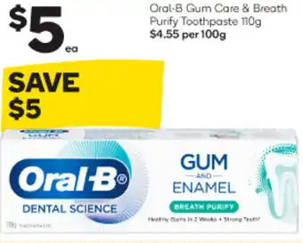 Woolworths Oral-B Gum Care & Breath Purify Toothpaste 110g offer