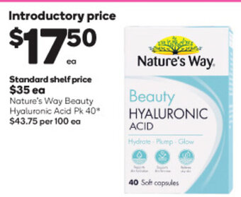 Woolworths Nature's Way Beauty Hyaluronic Acid Pk 40 offer