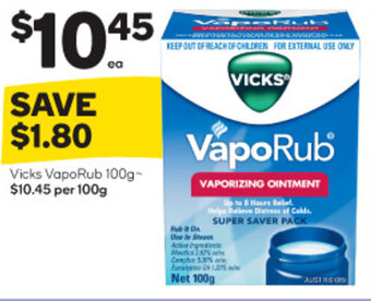 Woolworths Vicks VapoRub 100g offer