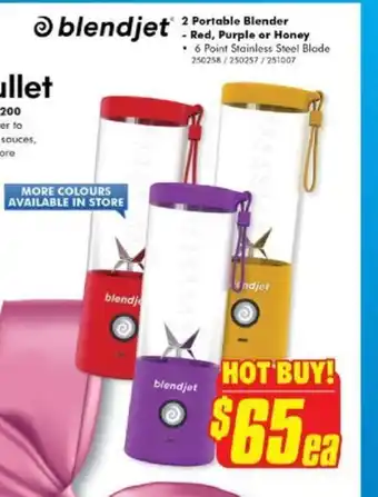Blendjet 2 Portable Blender - Red, Purple or Honey