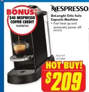 The Good Guys Nepresso Delonghi Citiz Solo Capsule Machine offer
