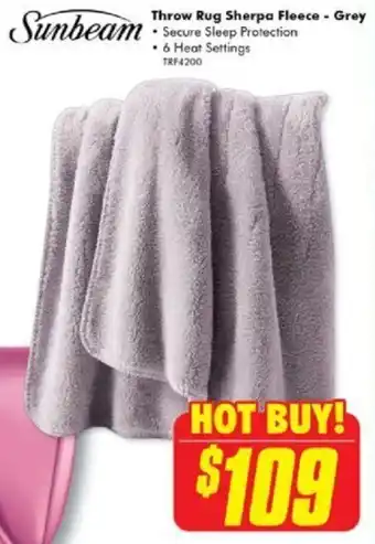 The Good Guys Sunbeam Throw Rug Sherpa Fleece - Grey offer