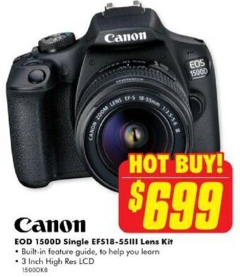 The Good Guys Canon EOD 1500D Single EFS18-55III Lens Kit offer