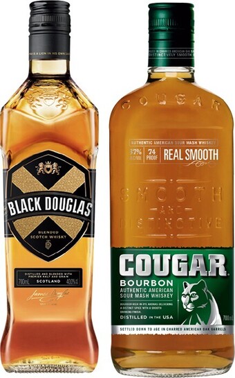 IGA Black Douglas Scotch or Cougar Bourbon 700mL offer