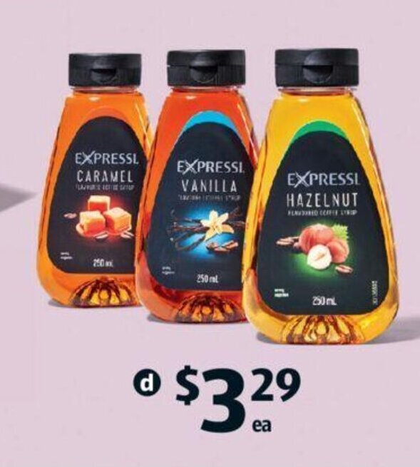 Expressi Coffee Syrups 250ml offer at ALDI