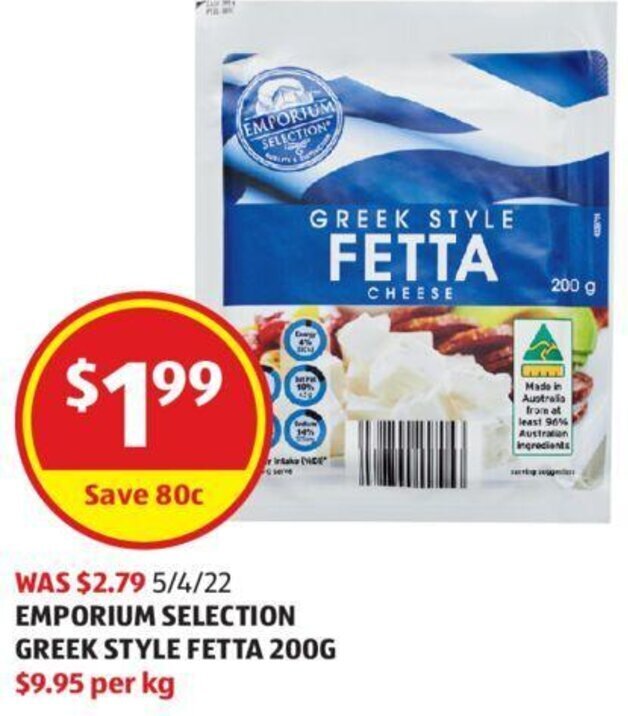 Emporium Selection Greek Style Fetta 200g offer at ALDI