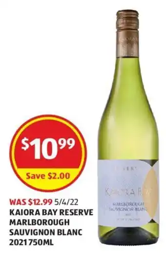 ALDI Kaiora Bay Reserve Marlborough Sauvignon Blanc 2021 750ml offer