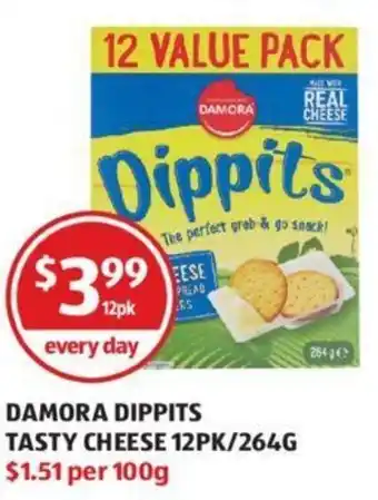 ALDI Damora Dippits Tasty Cheese 12pk/264g offer