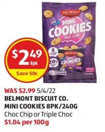 ALDI Belmont Biscuit Co. Mini Cookies 8pk/240g offer