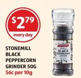 ALDI Stonemill Black Peppercorn Grinder 50g offer