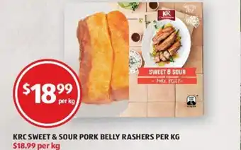 ALDI KRC Sweet & Sour Pork Belly Rashers Per Kg offer